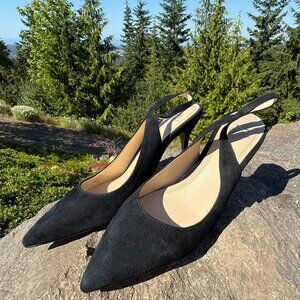Marc Fisher Ltd Black Suede Slingback Heels, size: 7.5 M